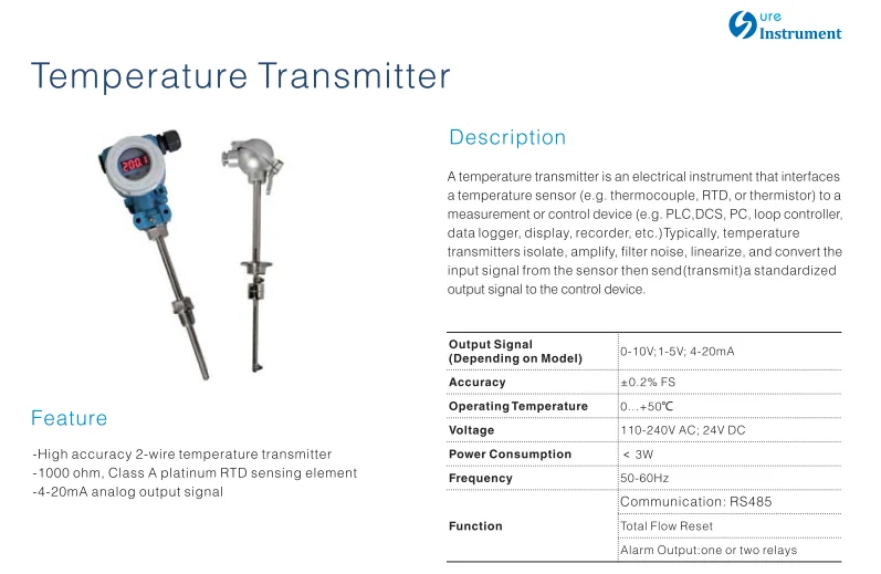 PT100 Or PT1000, 4-20mA output Temperature Transmitter - KingCare | KingCare.net