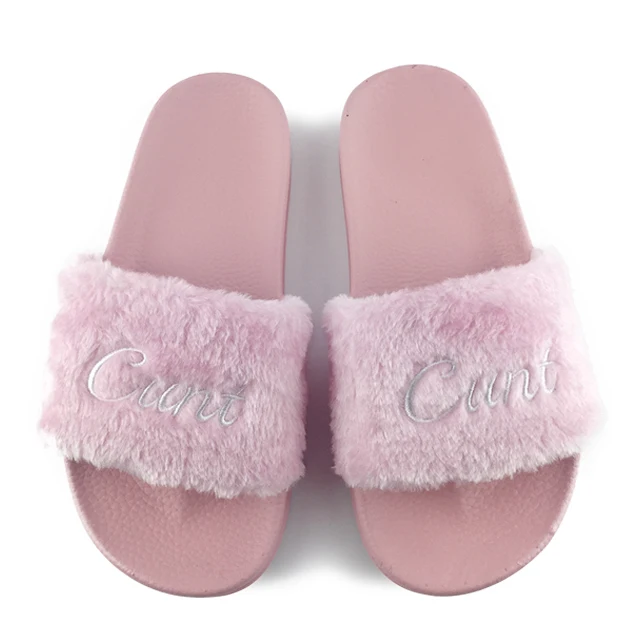 

Greatshoe antiskid plush fur fancy slides for women, fur design fashion winter fox fur slippers
