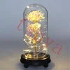 HOT Rose In Flask Beauty And The Beast Gold-plated Red Rose With LED Light In Glass Dome For Wedding Party Mother's Day Gift