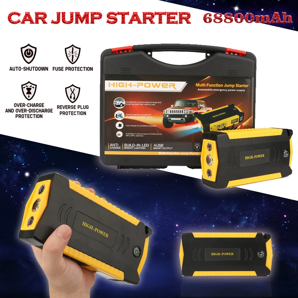 50800mAh Car Jump Emergency Starter with USB Quick Charge 12V Auto Portable Power Bank Auto Quick Charge Multi-Function Auto Portable Power Bank Green 
