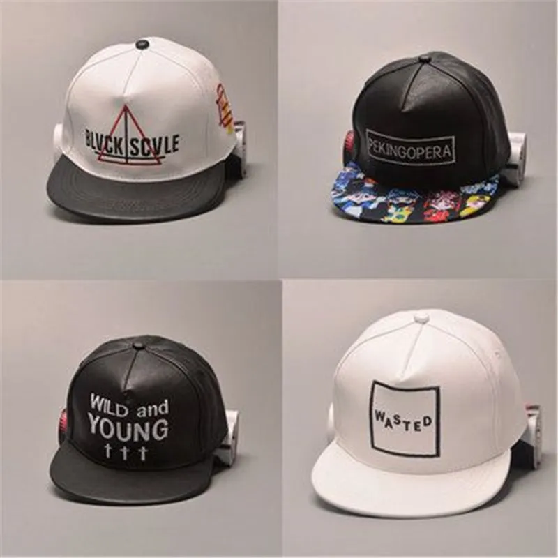 2015 design camouflage cotton and leather baseball cap flat brimmed hat hip hop hat cap visor