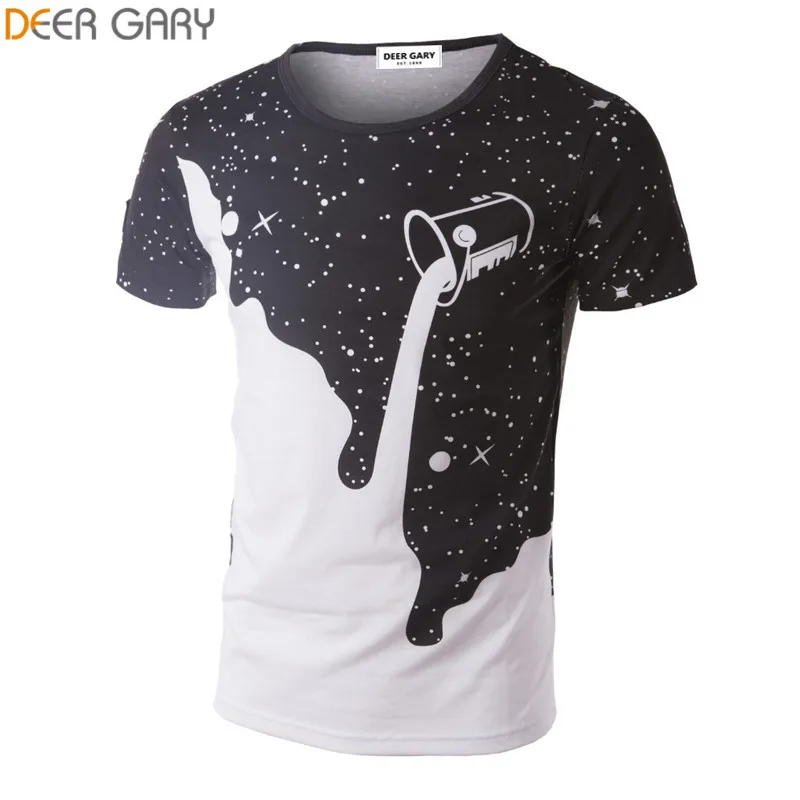 New 2015 Mens Summer Tees Plus Size Shirt Short Sleeve t shirt Milk Printed Cotton T