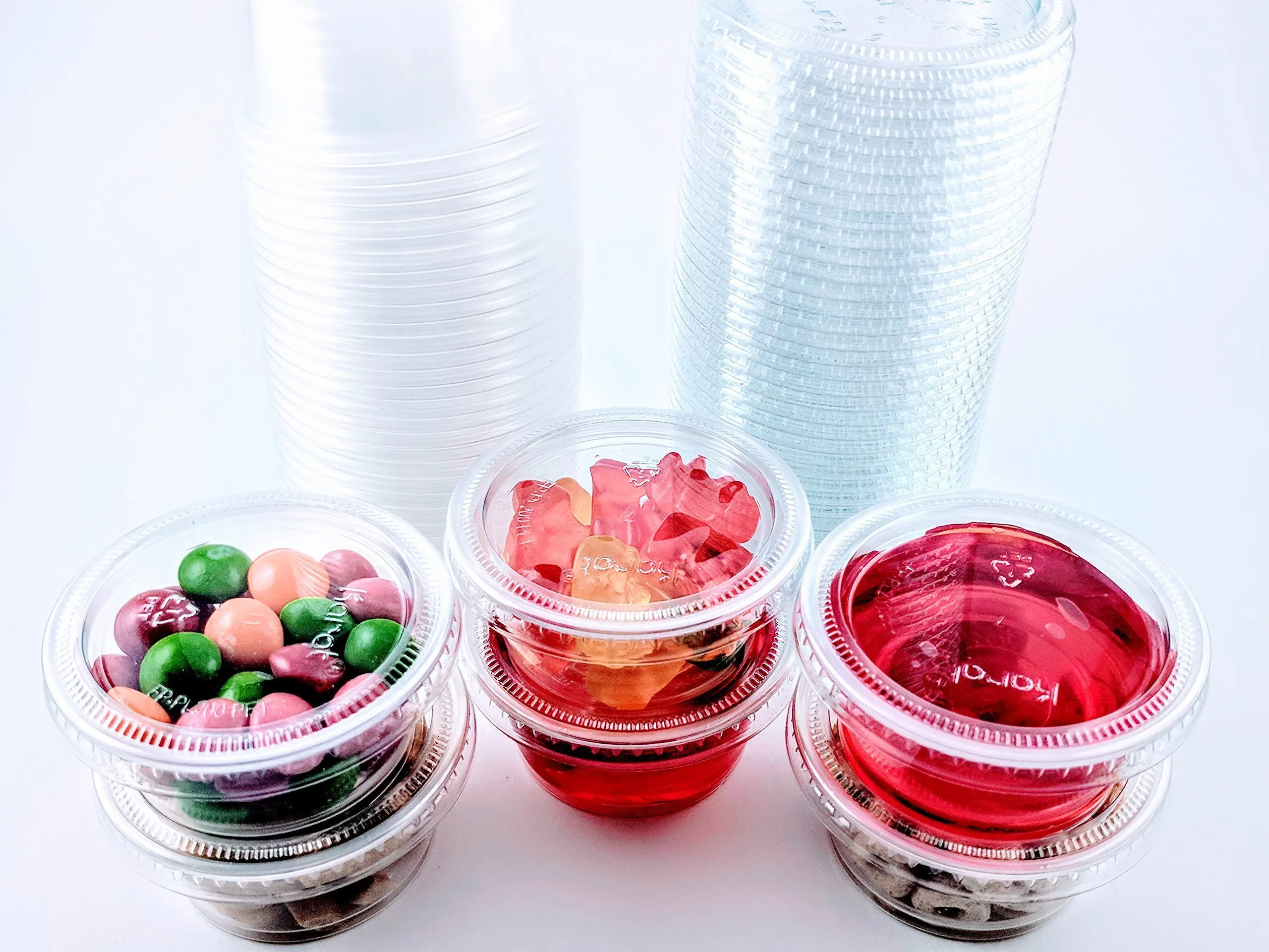 Plastic Portion Cups with Lids Disposable 2 oz Crystalware Condiment Cup Jello Shot Sampling Cup Souffl/é Portion Clear 100 Sets
