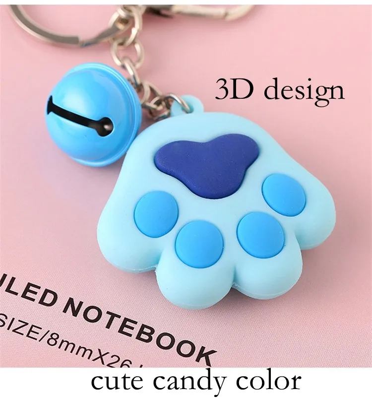 Animal Keychains Kawaii Key Chain Dog Paw Keyring Cat Claw Pvc Soft