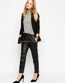 leather look jogger pants