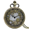 Antique Copper Steam Vintage Hollow Bronze Gear Hollow Quartz Pocket Watch Necklace Pendant Clock