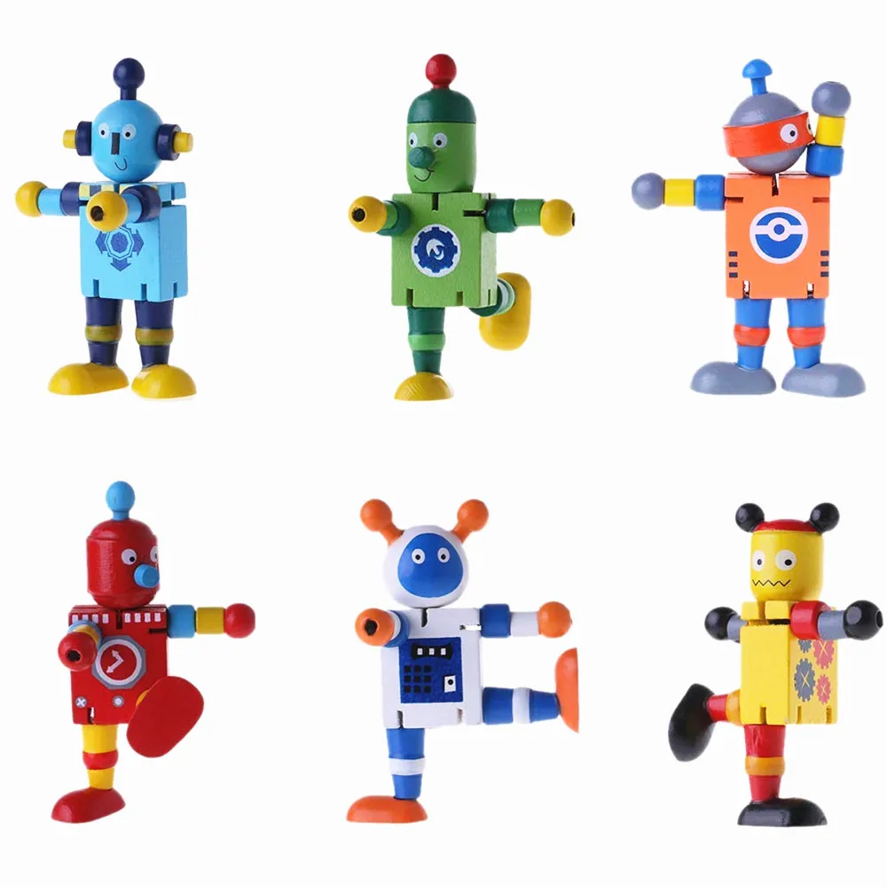 Hot Sale Green Wooden Children Toy Mini Robot