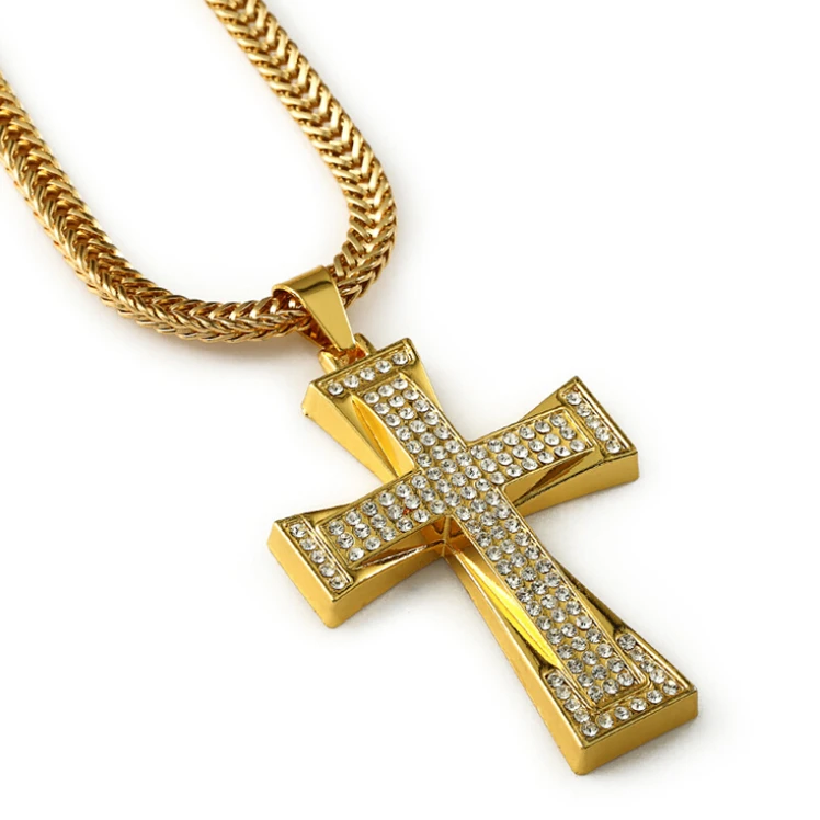 Mens 18k Gold Plated Cross Necklace Dubai Gold Jewellery Designs - Buy ...