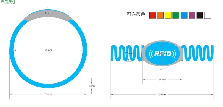 Custom Printing UHF H3 Waterproof RFID Plastic Wristband