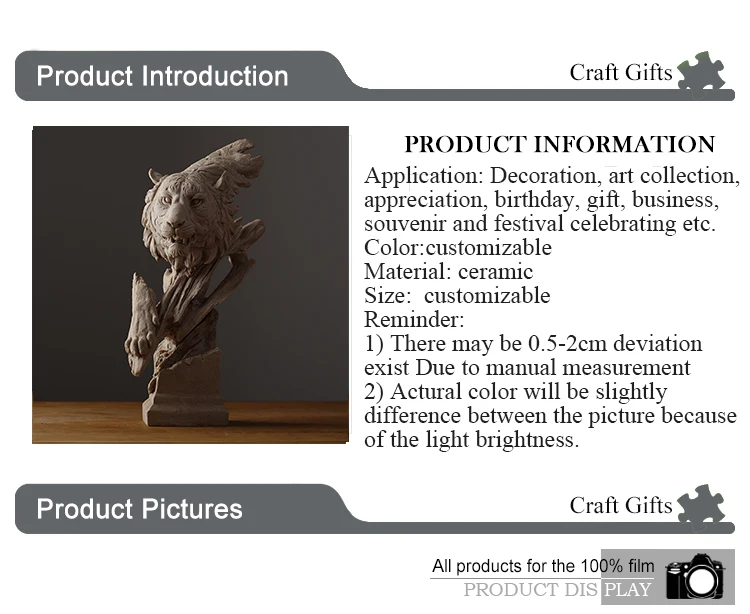 Sandstone American Creative Home Jewelry Decoration Tiger Head Sculpture Office Decoration 