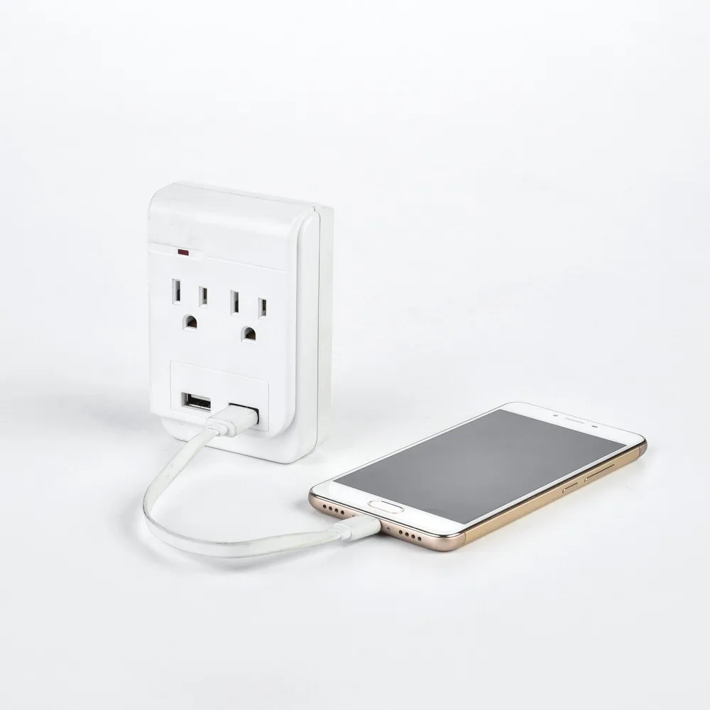 High Quality 2 Outlets Surge Protected Outlets Current Tap With 2 Usb