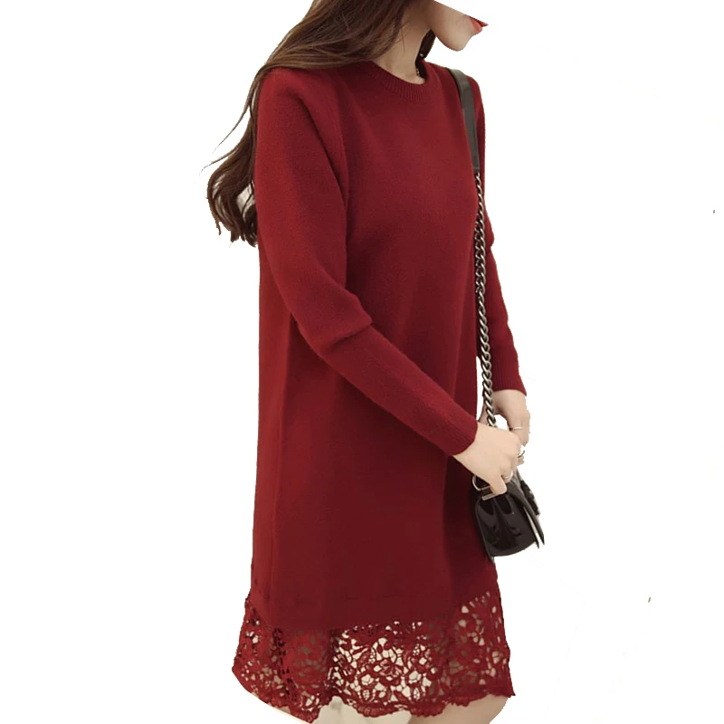 2016 Fashion New Autumn font b Winter b font Women Sweater Dress O neck Long Sleeve