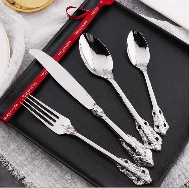 Restaurant Cutlery Set,24 Pcs Spoons Forks Knives Stainless Steel