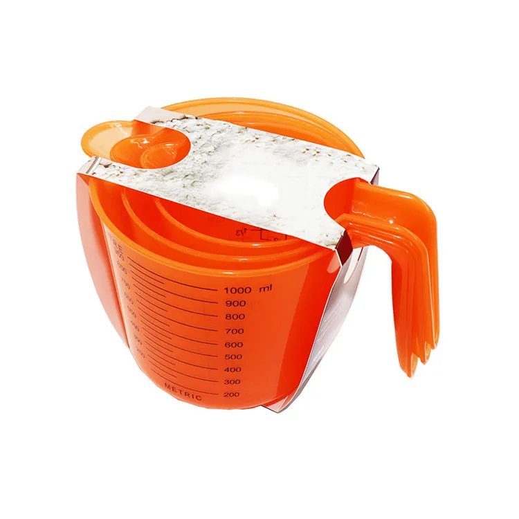 2018 Amazon Hot Sale New Product Plastic  Baking Gadget Measuring Cups 3 Set Double  Scale Cup Measuring Spoon Kitchen Tool