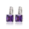 28138- xuping fashion guangzhou jewellery, rhodium plated purple single big square zircon stone earrings, seoul stone earrings
