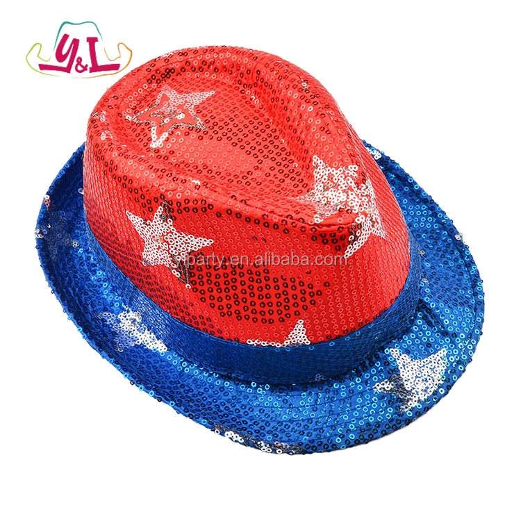 Light-up Fedora Hat Patriotic 4th of July LED Sequins Americana NEW