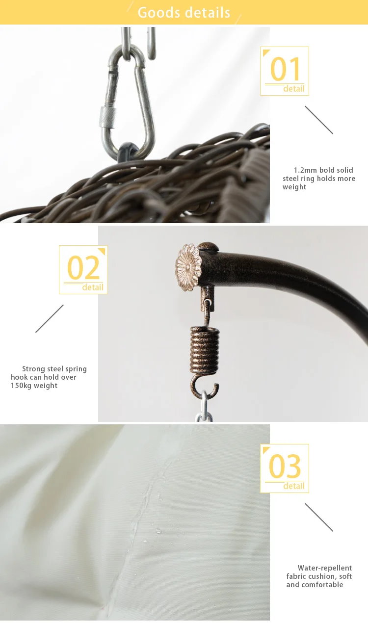 Brand New Shaped Hanging Egg Bean Bag Design Ratan Chair Outdoor