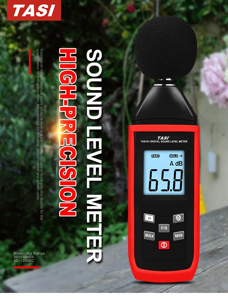 TASI Digital Sound Level Meter Noise Meter Measure 30-130dB Noise Tester Decibel Meter TA8151