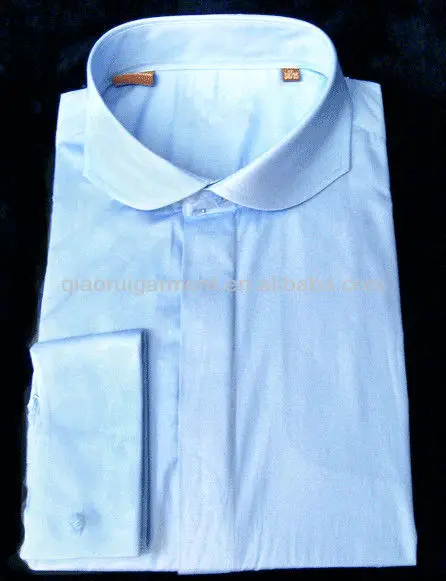 Men's White Curved Cutaway Collar French Cuff Business Shirt - Buy Mens ...