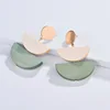 2019 Color Block Semi Circle Disc Blank Wood Earrings Geometric Drop Fan Shape Earrings Ceramic
