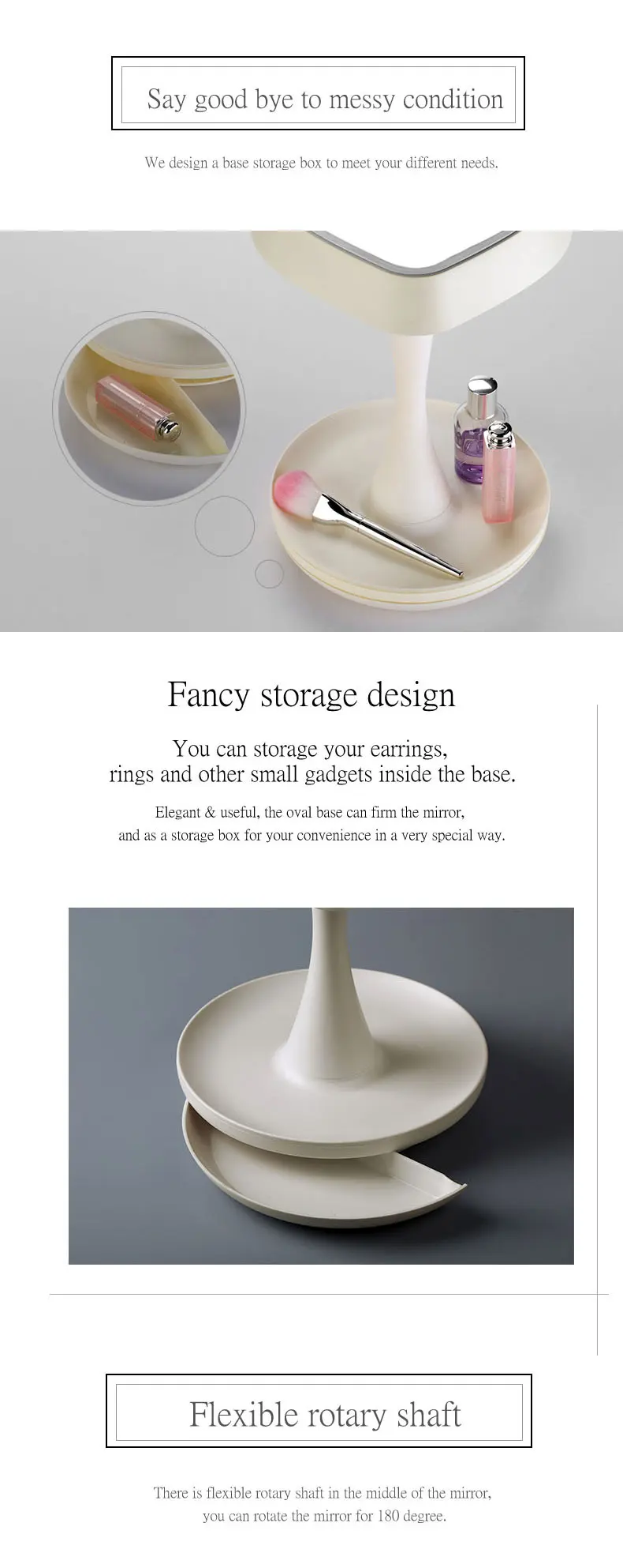touch screen led lighted makeup mirror cosmetic lamp