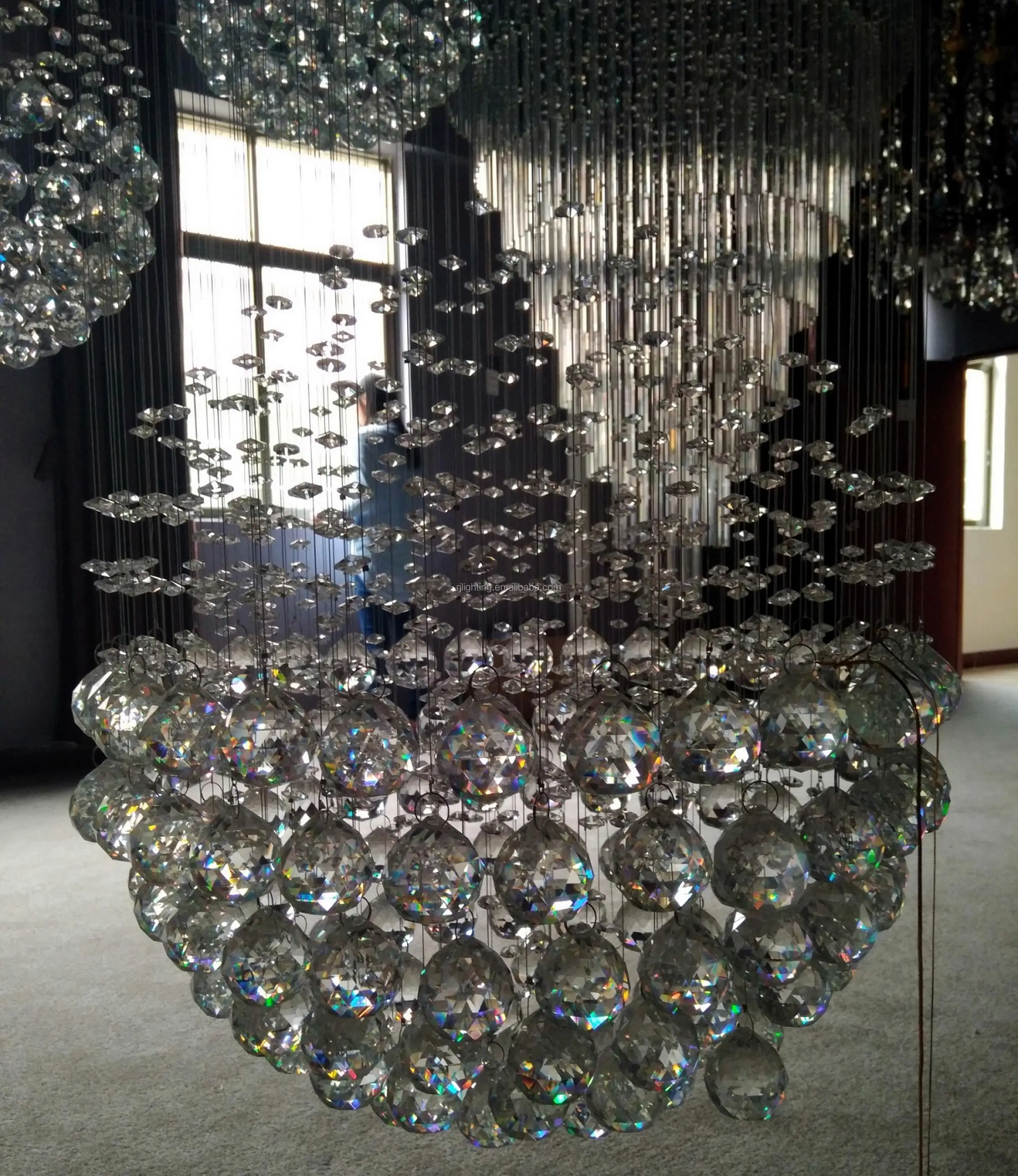 Project Custom Chandelier Hotel Lobby Modern Spiral Stairwell Project Custom Chandelier Hotel Lobby Modern Spiral Stairwell Crystal Lighting