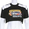 R30007S wholesale naked shoulder string summer printed tshirts for women