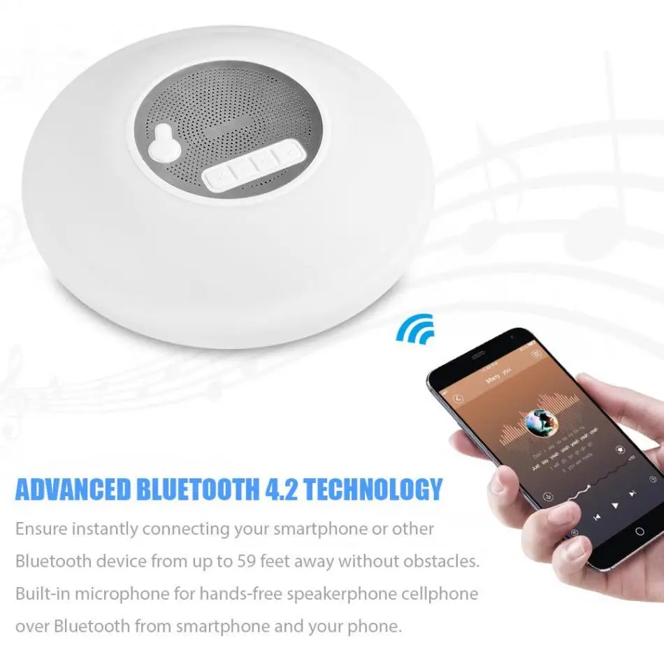 Ipx7 Waterproof Floating Pool Bluetooth 4.2 Speaker Rgb Light With Tws