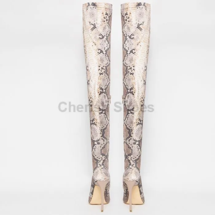 python thigh high boots