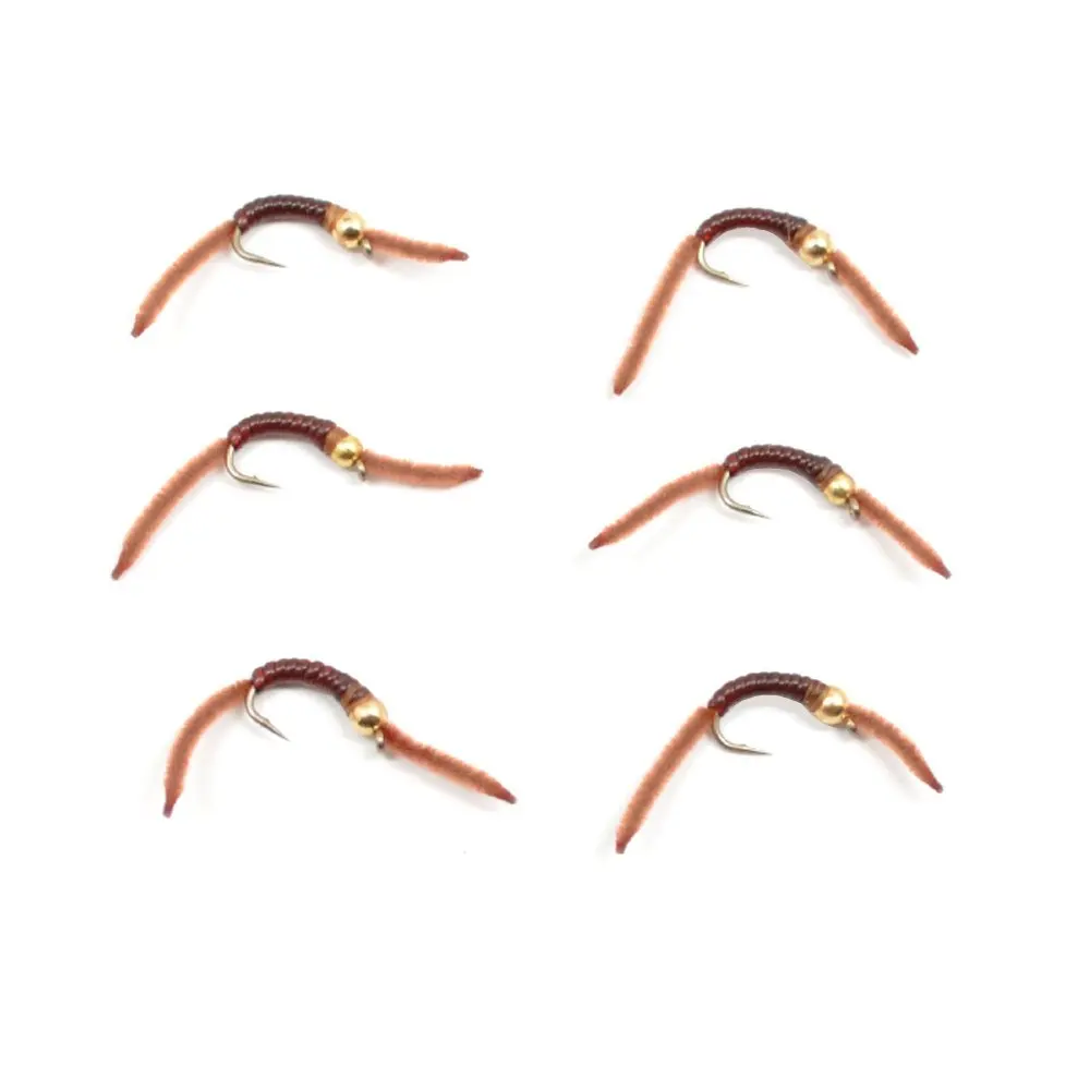 Set of 6 Beaded Nymph Trout Flies Nymph Wet Flies San Juan Worm Power Bead 1//2 Dozen Double Bead Red V-Rib #10 The Fly Fishing Place Trout Nymph Fly