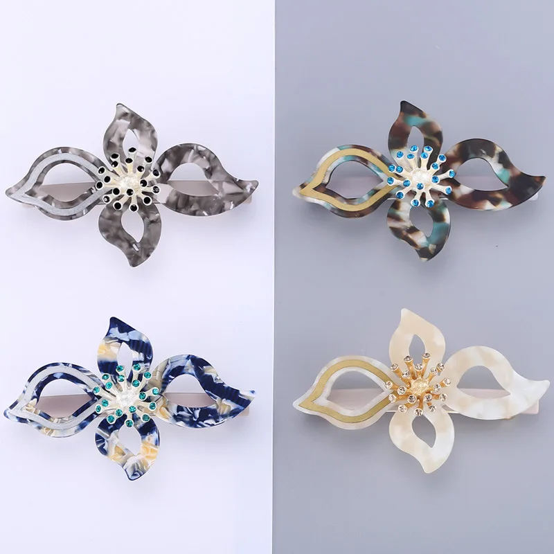 New Design Big Flower Bridal Hair Accessories Fashion Girls Design Acrylic Hair Clip For Women