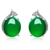 Wholesale custom fashion 925 sterling silver jade earring stud EA0008
