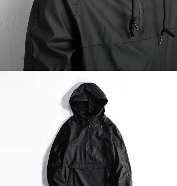Sudadera de PU a la cadera para hombre, chaqueta