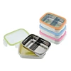 Blue Keeping Fresh Stainless Divided Bento Snack Box with Lid for Kids and Toddlers BPA Free Food Container