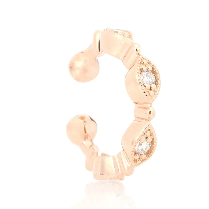 Pack of 1 Rhinestone Double Layer Ear Cuff Clip On Earring Non Piercing Jewelry for Women Girls Golden Fenfangxilas Earring 
