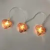 Led Valentine Heart Light String Lighted Up Glod Rose Metal Heart Decor LOVE Shaped Christmas Light For Sweety Wedding Party