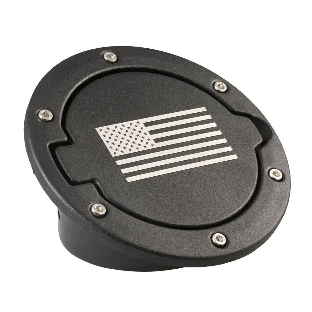 Jeep Gas Cap Cover for Jeep Wrangler Gas Tank Cover Satin Black Powder Coated Steel Fuel Filler Door Cover for Jeep Wrangler Accessories 2007-2017 JK /& Unlimited 4//2 Door Sport Rubicon Sahara