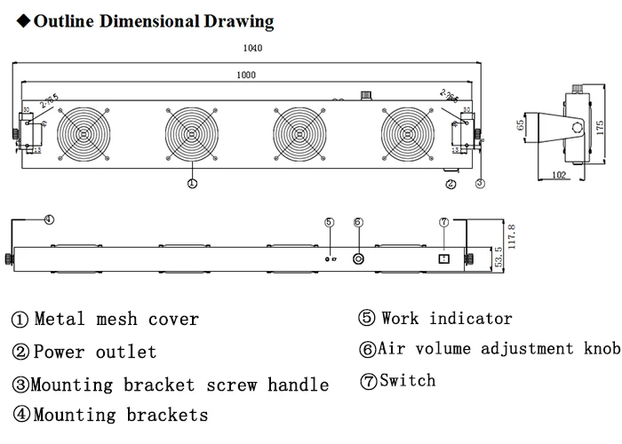 Esd Ionizer Overhead 4 Fan AP-DC2452-100C Electricity Ionizing Air Blower