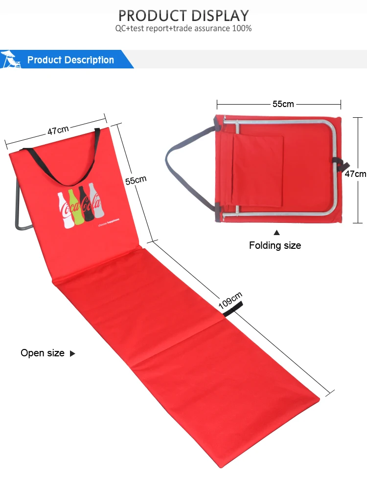 Double Seat Padded Folding Beach Mat Chair Polypropylene Beach Mats