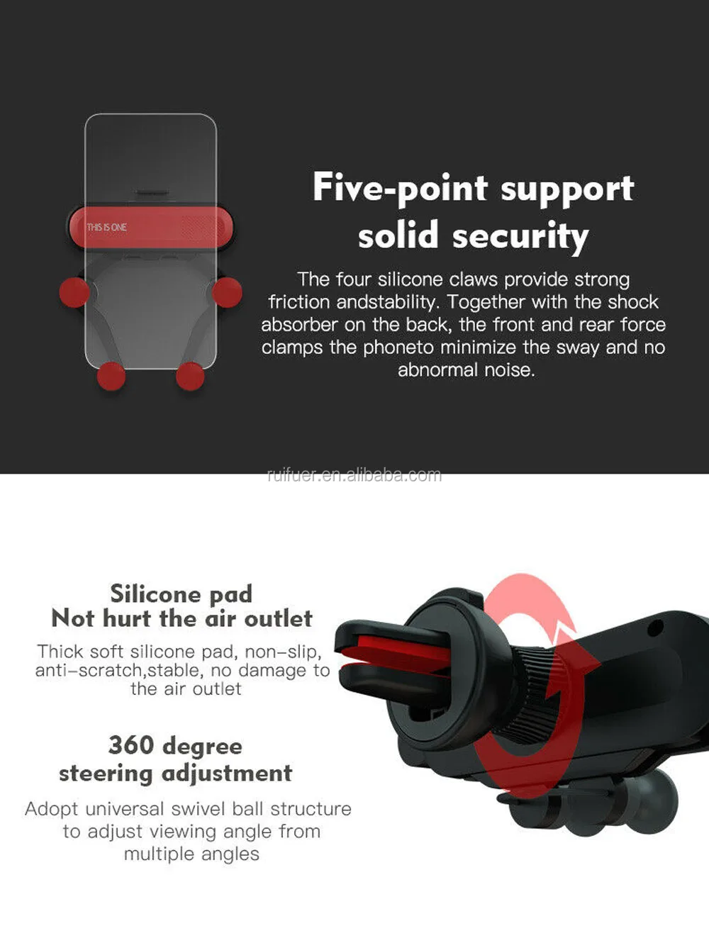 2019 new type 360 degree steering adjustment car air vent holder mini gravity car phone holder Cell Phone Holder .jpg