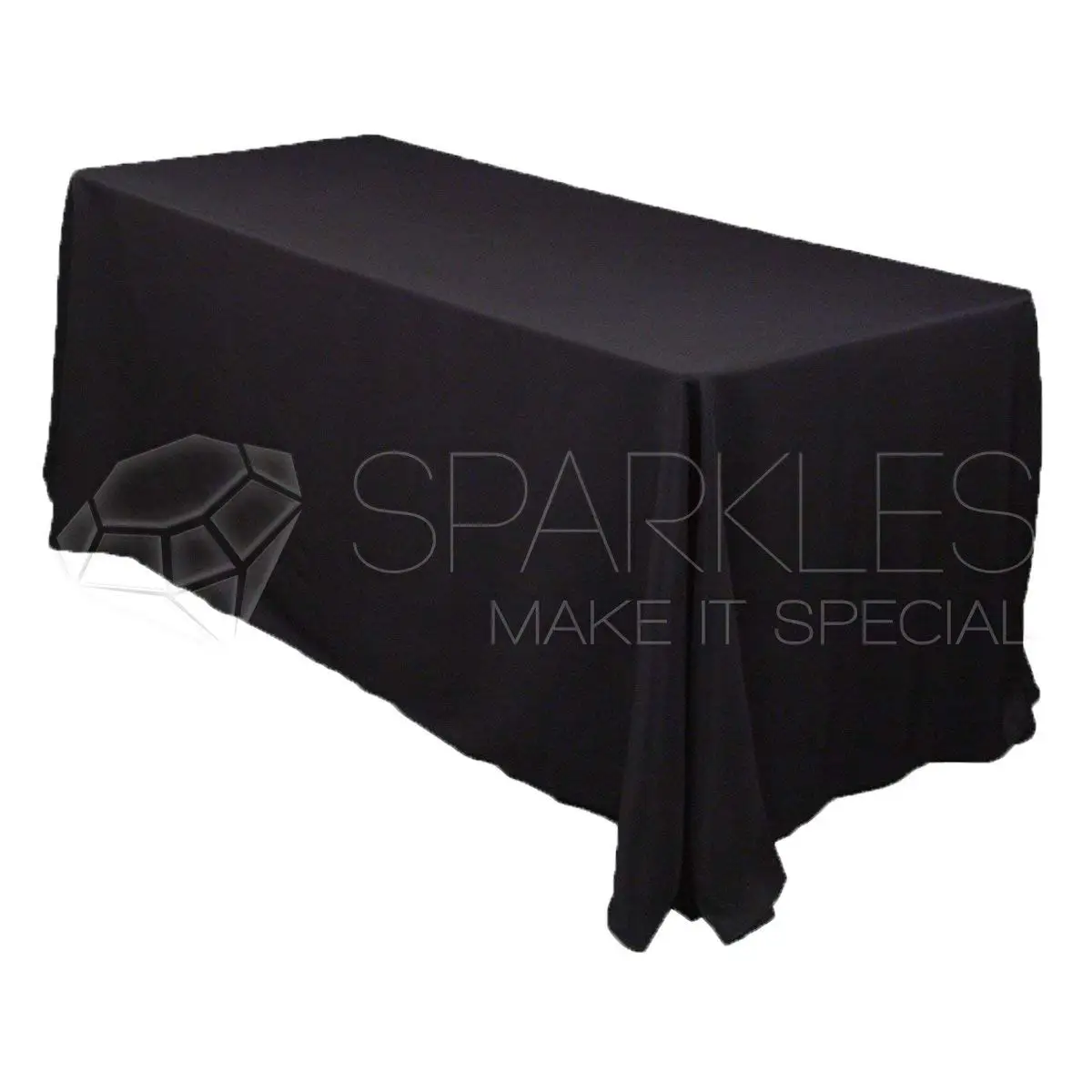 Sparkles Make It Special 10-pcs 90" x 156" inch Rectangular Polyester Cloth Fabric Linen Tablecloth - Wedding Reception Restaurant Banquet Party - Machine Washable - Choice of Color - Black