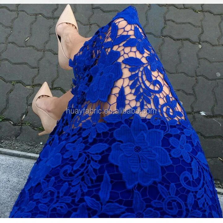 blue guipure lace fabric