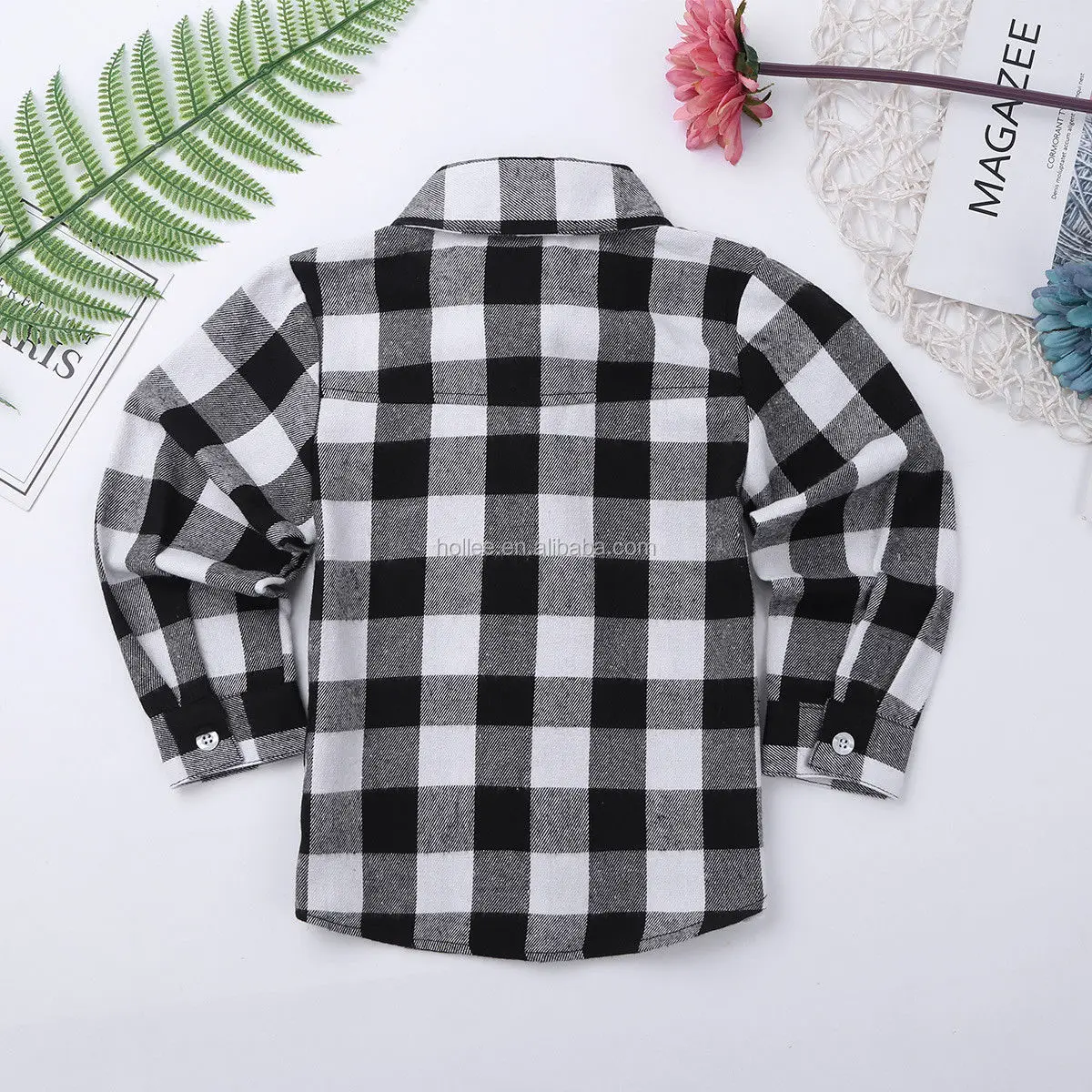 Unisex Kids Check Shirts Long Sleeves Plaid Cotton Brushed Flannel ...