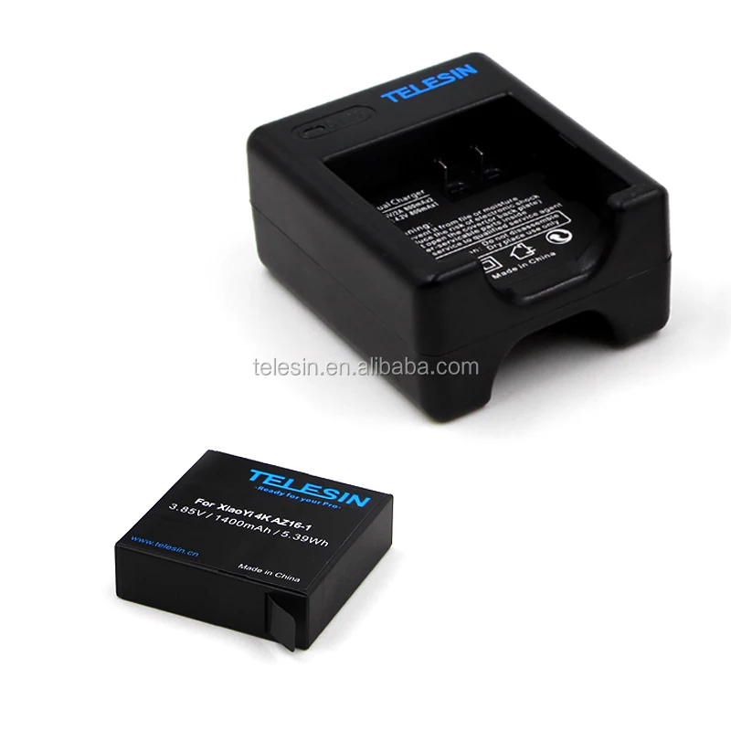 Telesin new released Xiaomi Yi 4K Dual Battery Charger with two pcs batteries bundle set for Xiaomi Yi 2 Sport Camera