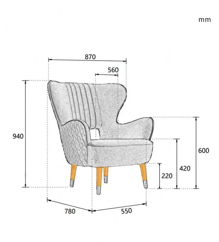 The Luxury Armrest Fabric Living Room Chair