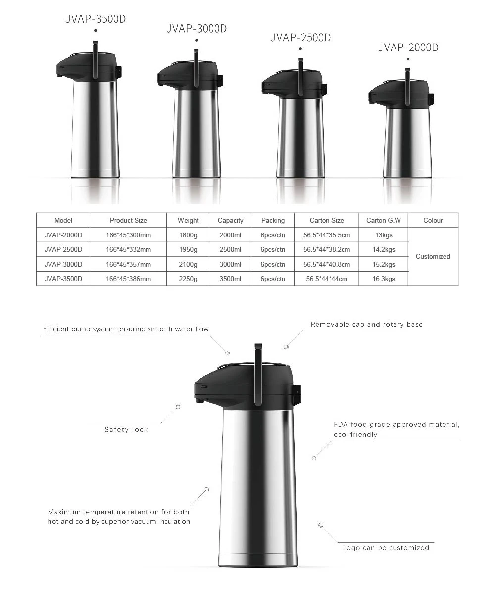 stainless steel vacuum insulated pumping airpot