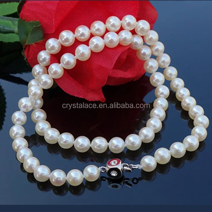 White color China artificial pearls necklaces Factory