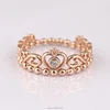 heart details rose gold plated Princess Tiara Ring silver 925 rings