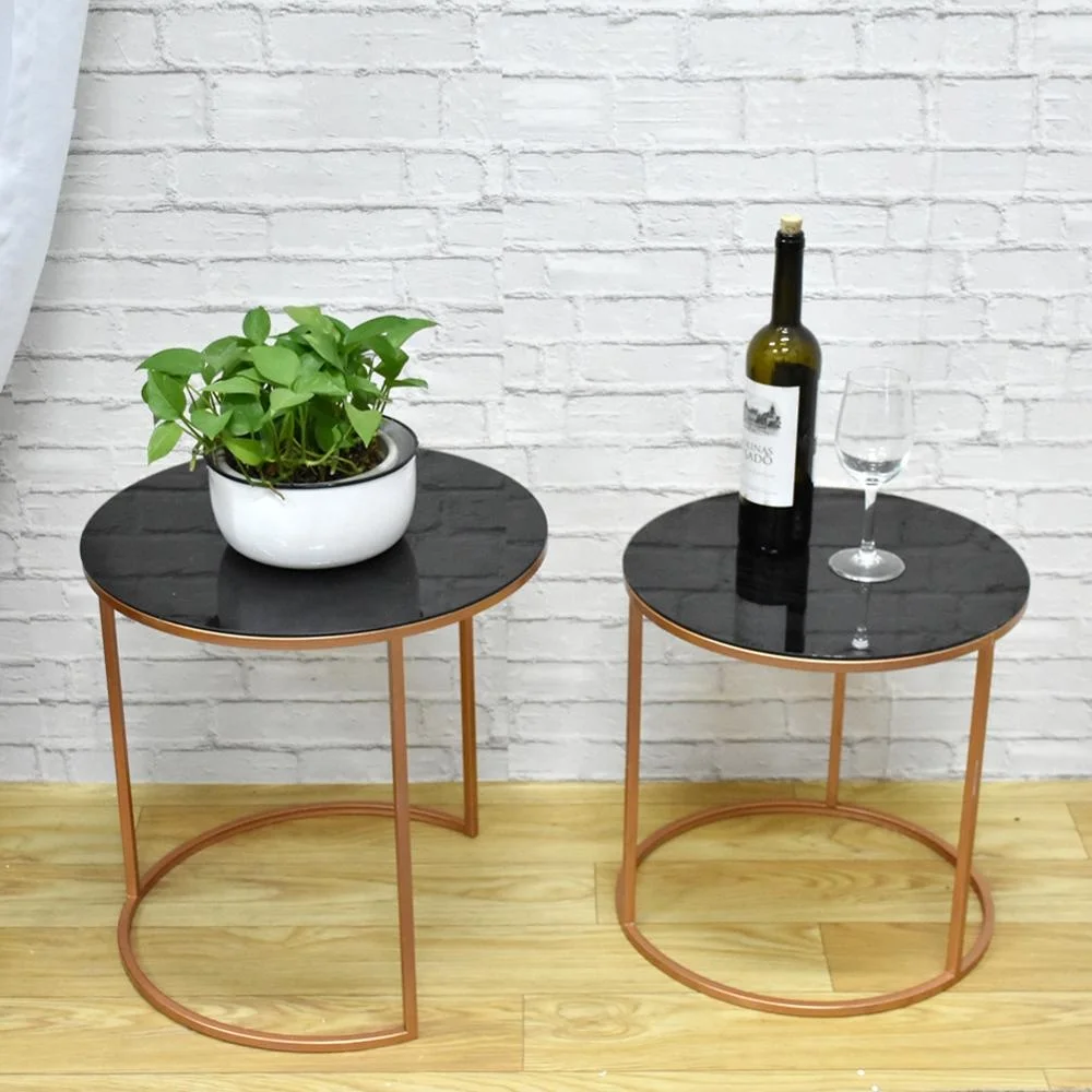 Modern Mesa De Cafe Gold Metal Glass Coffee Table,Gold Metal Frame Steel Nesting Sofa Side Table