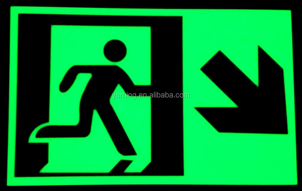 Photoluminescent Exit Sign/glow In The Dark Signage Buy Glow In The